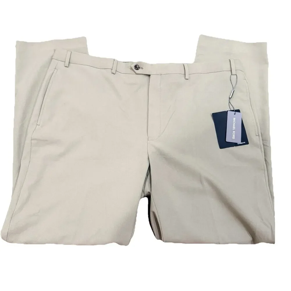 New Michael Kors Men’s Classic Performance Marvin Tan Pants 42W 32L $95
